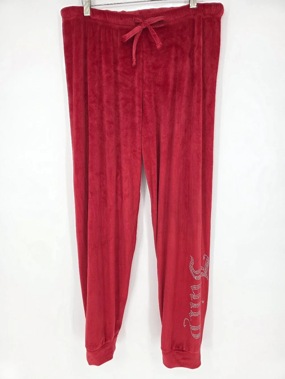 Juicy Couture Velour Jogger Pants Pink‎ Rhinestone Logo Lounge Size L